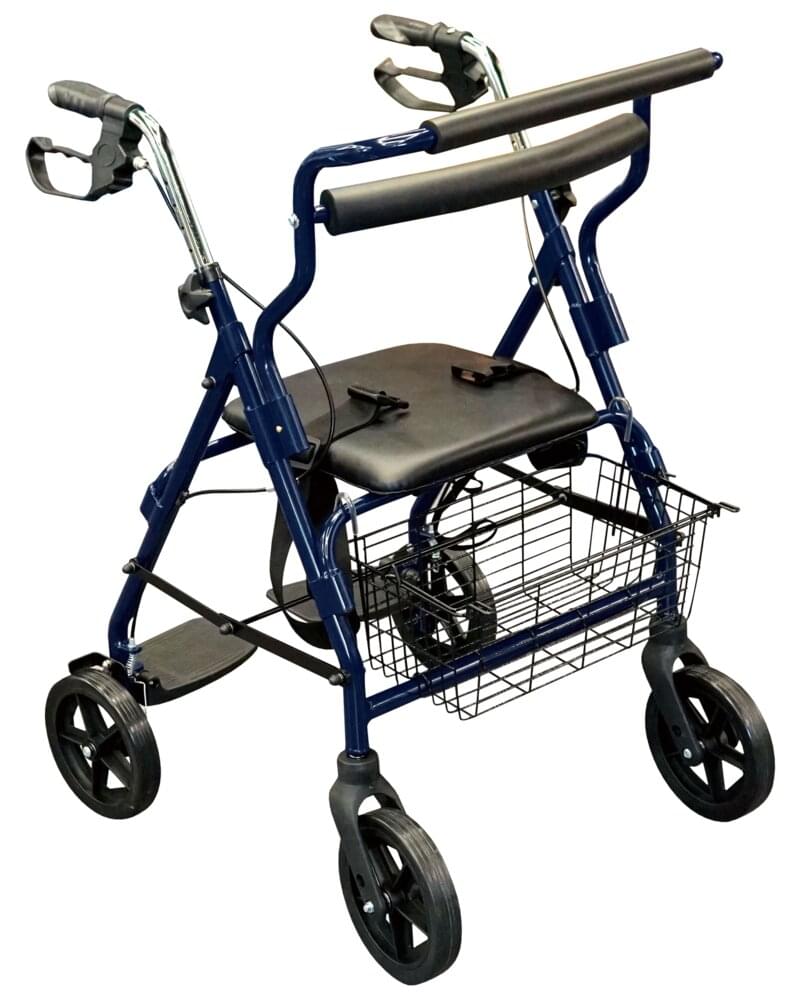 Stabiler Blåvand Bike Rollator mit stabilem Rahmen und Einkaufskorb, ideal für Senioren und aktive Nutzer.